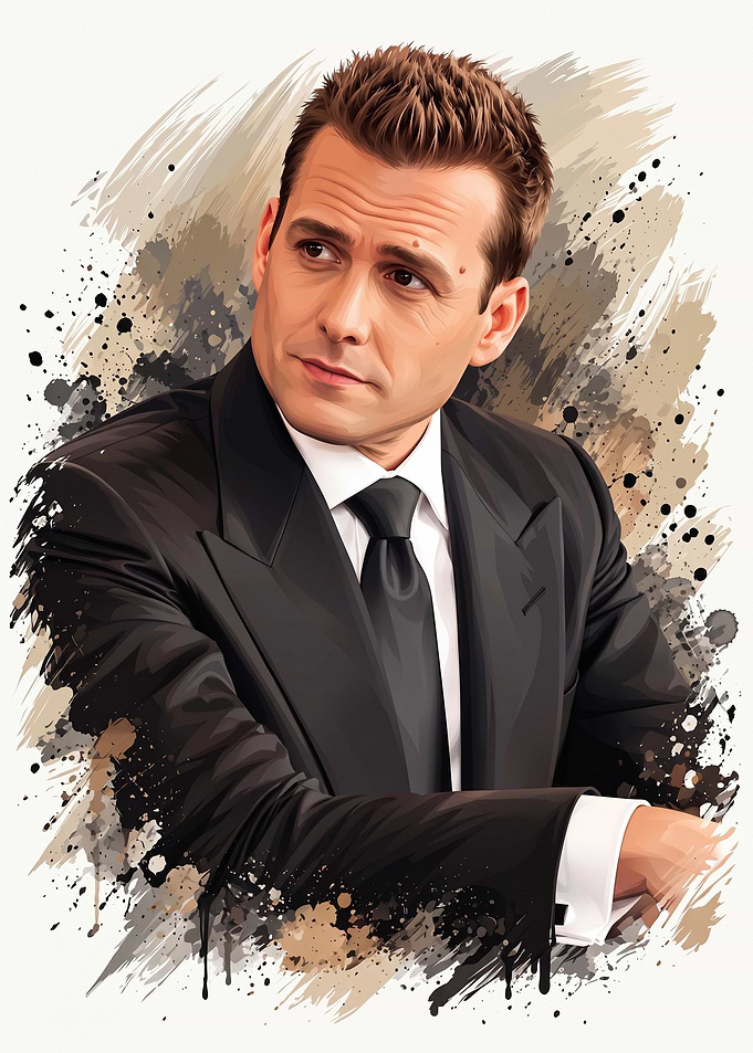 Harvey Specter Suits Portrait Illustration