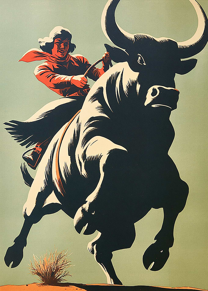 Vintage Style Bull Rider Poster