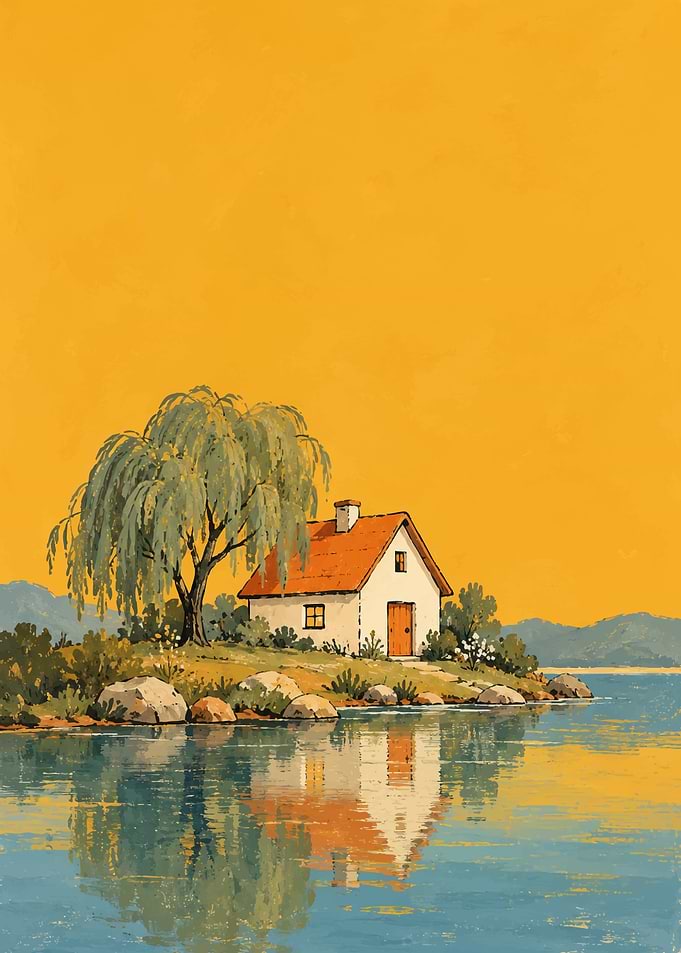 Cottage by the Lake Illustration