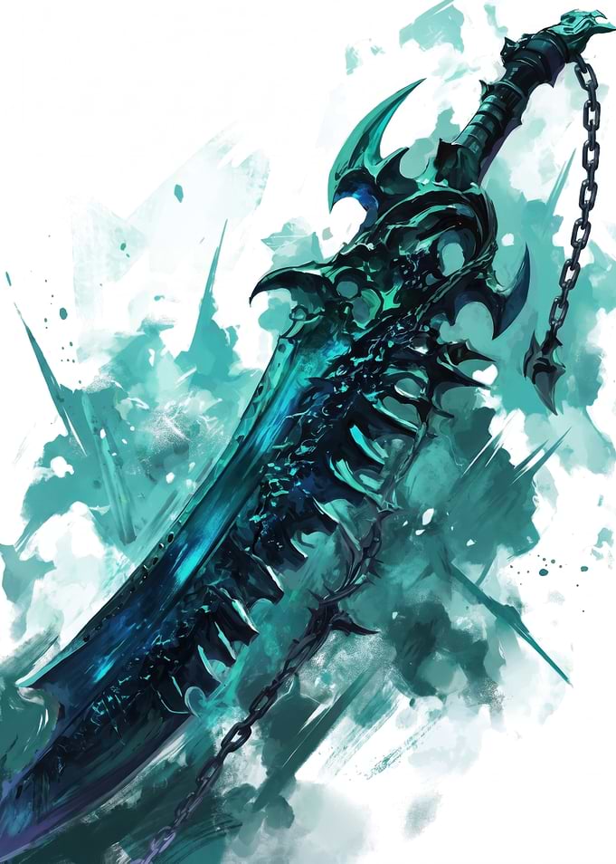 Ethereal Teal Fantasy Greatsword
