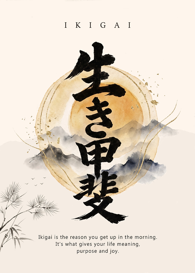 Ikigai Japanese Calligraphy Art Print