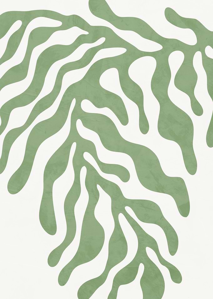 Minimalist Sage Green Abstract Leaf Pattern