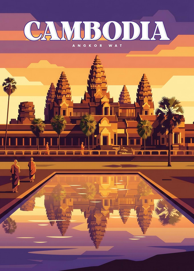Angkor Wat Cambodia Travel Poster