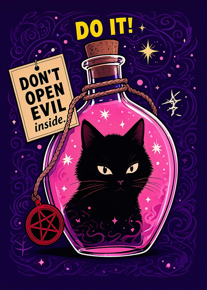 Black Cat in Magic Potion Bottle