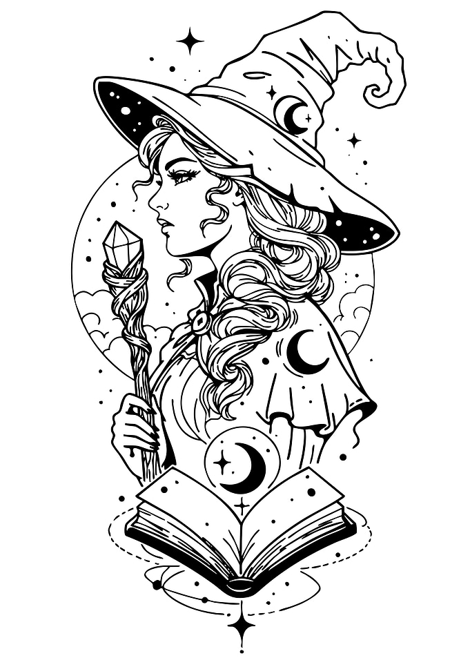 Mystical Witch with Crystal Staff