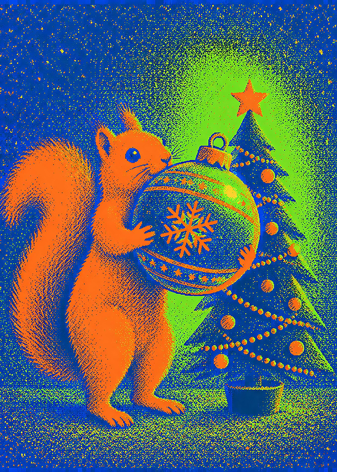 Squirrel Holding Christmas Ornament