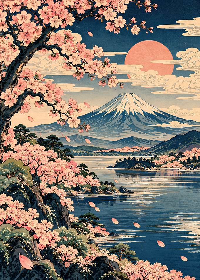 Mount Fuji and Cherry Blossoms