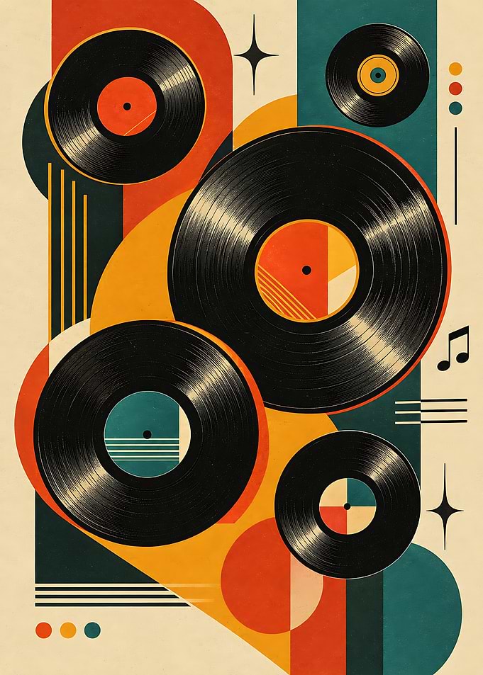 Retro Mid-Century Modern Vinyl Record Art