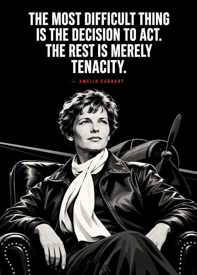 Amelia Earhart Inspirational Quote Poster