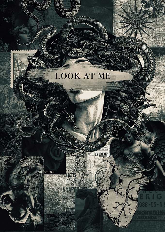 Medusa Collage Aesthetic Poster