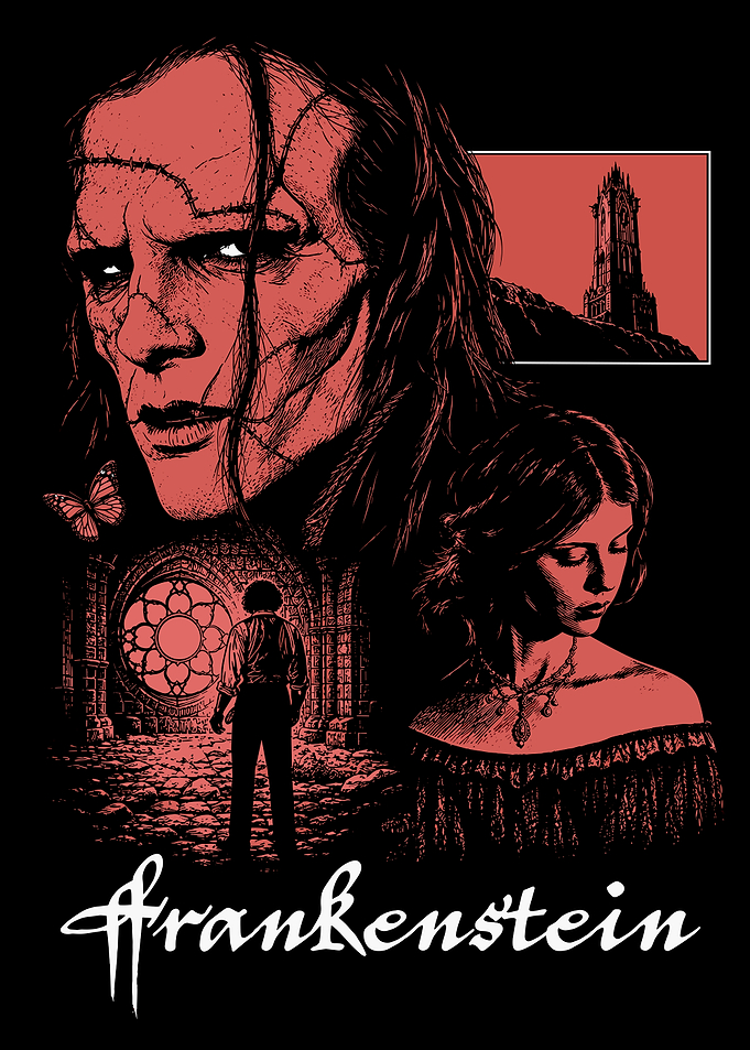 Frankenstein Gothic Horror Illustration