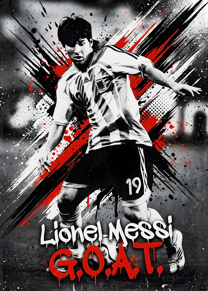 Lionel Messi GOAT Soccer Poster art