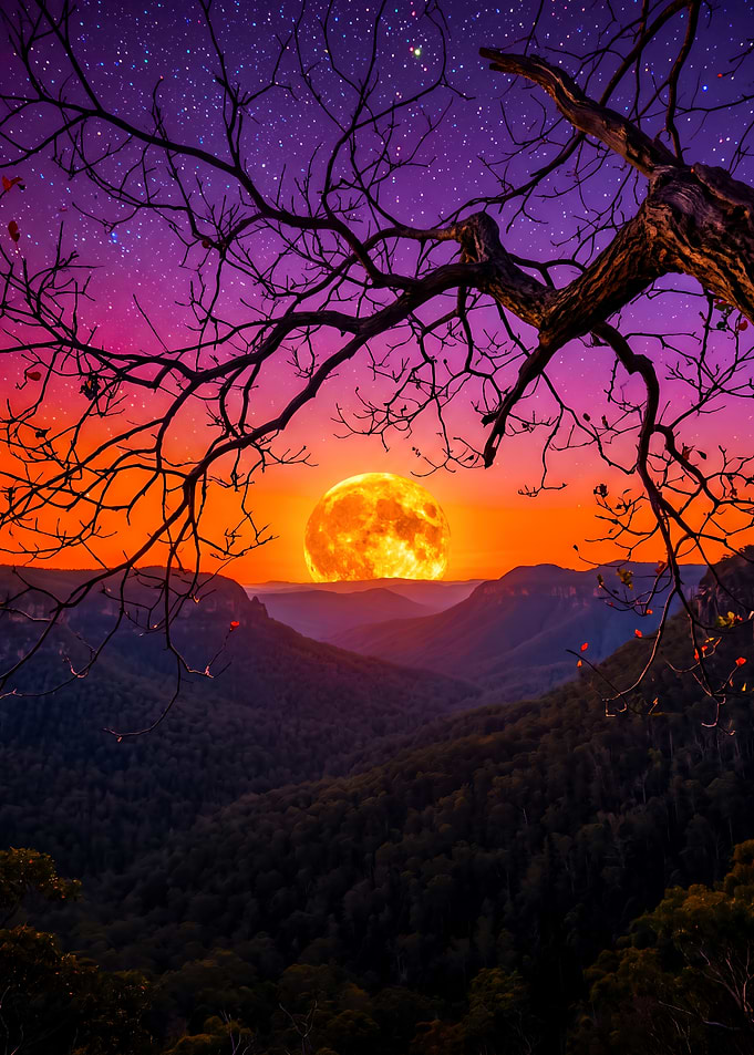 Vibrant Sunset Over Mountain Valley