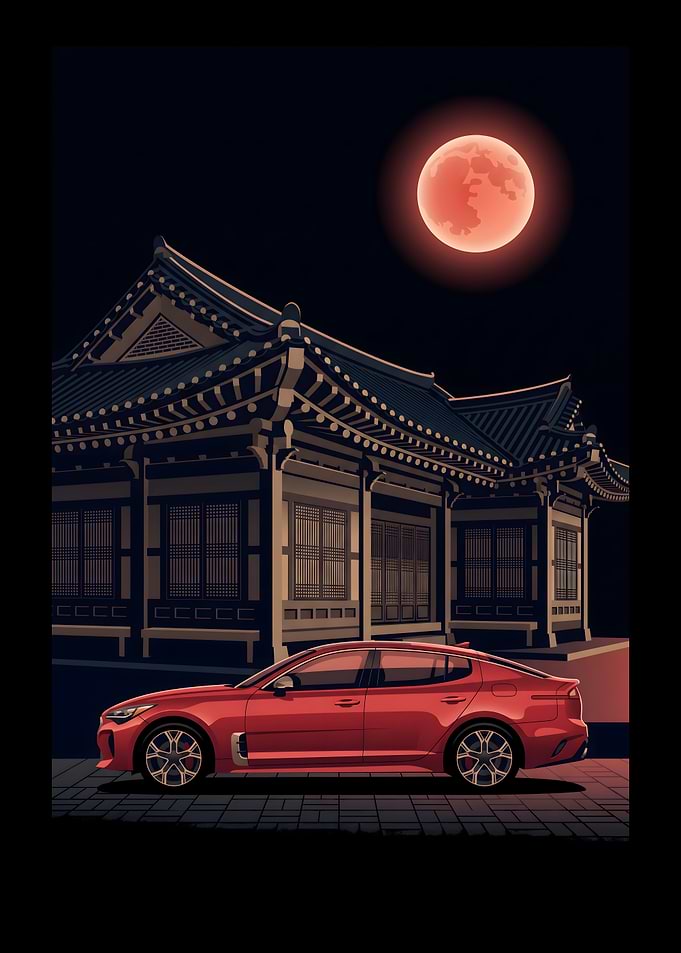 Red Kia Stinger by Traditional Palace