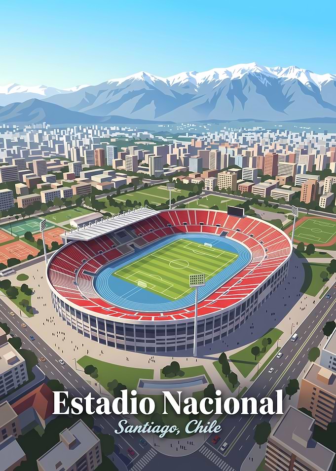 Estadio Nacional Santiago Chile Illustration