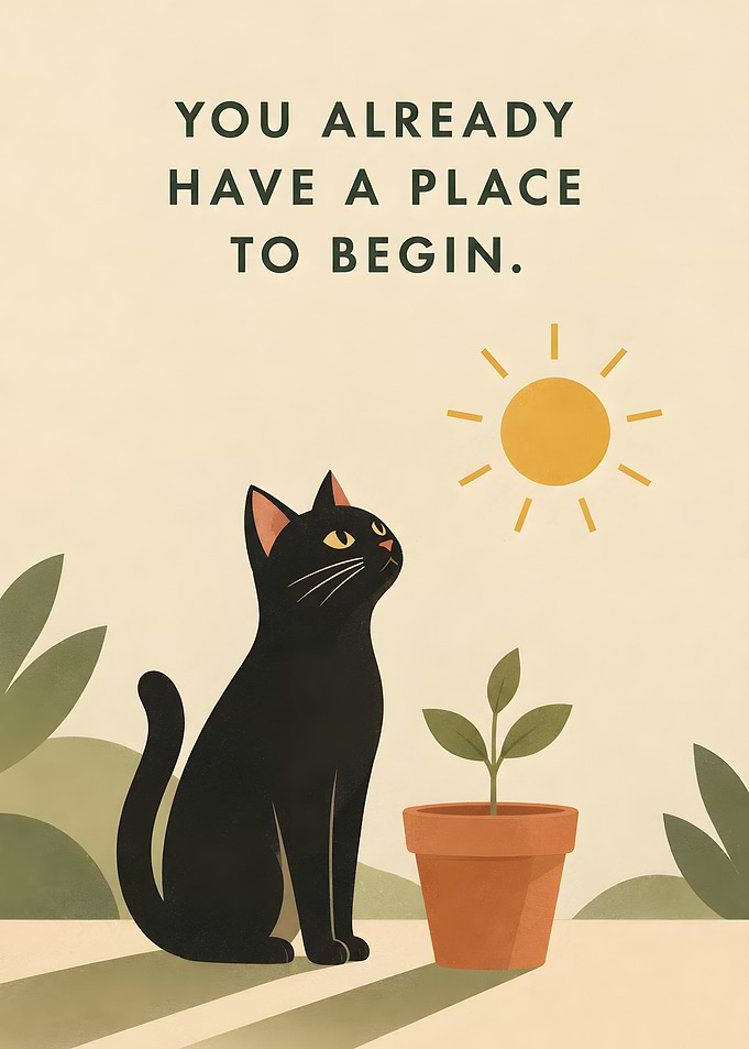 Black Cat Inspirational Art Print