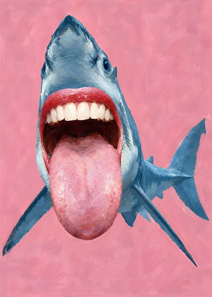 Surreal Shark with Human Lips