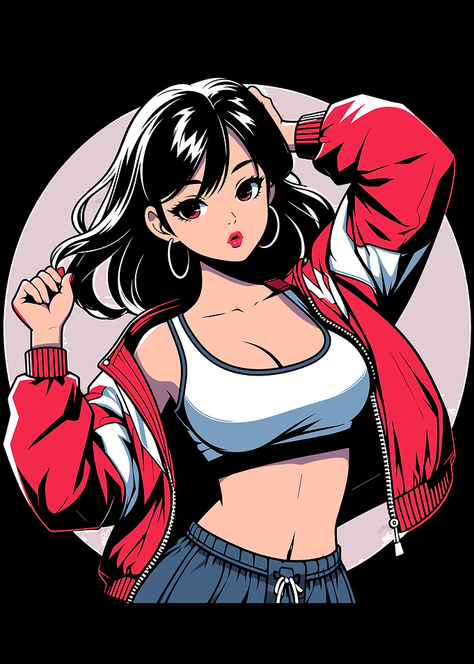 Stylish Anime Girl in Red Jacket