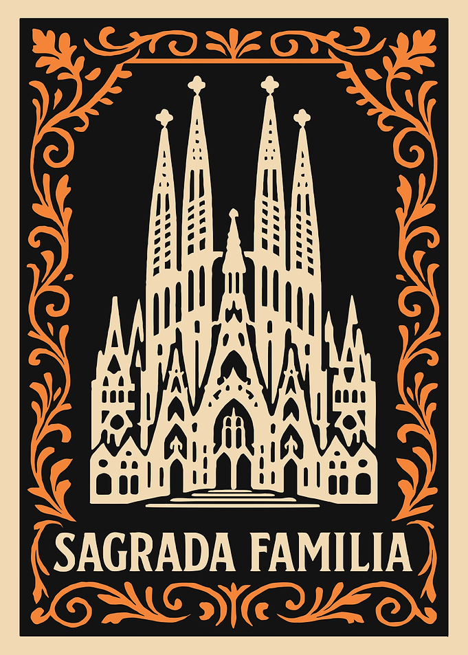 Sagrada Familia Vintage Style Poster