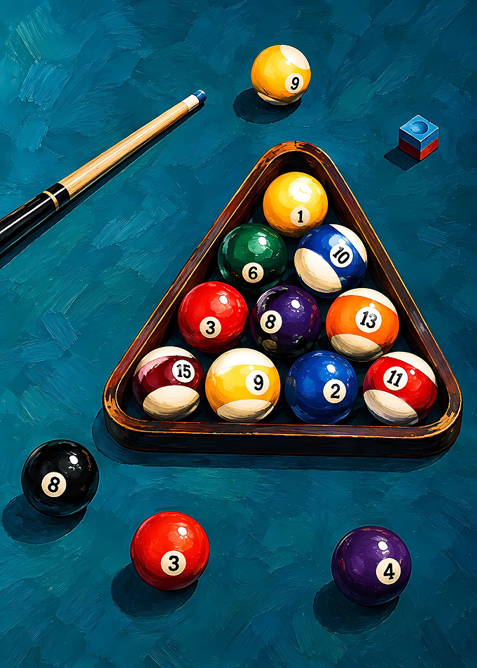 Billiards Rack and Pool Balls