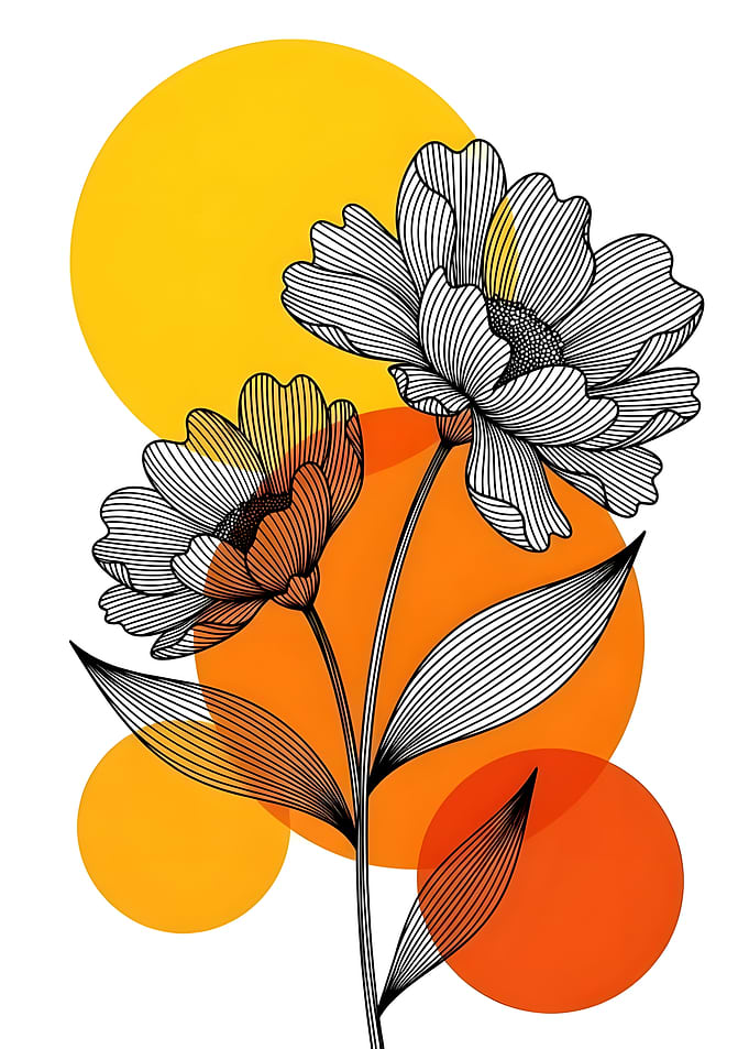 Minimalist Line Art Floral Illustration