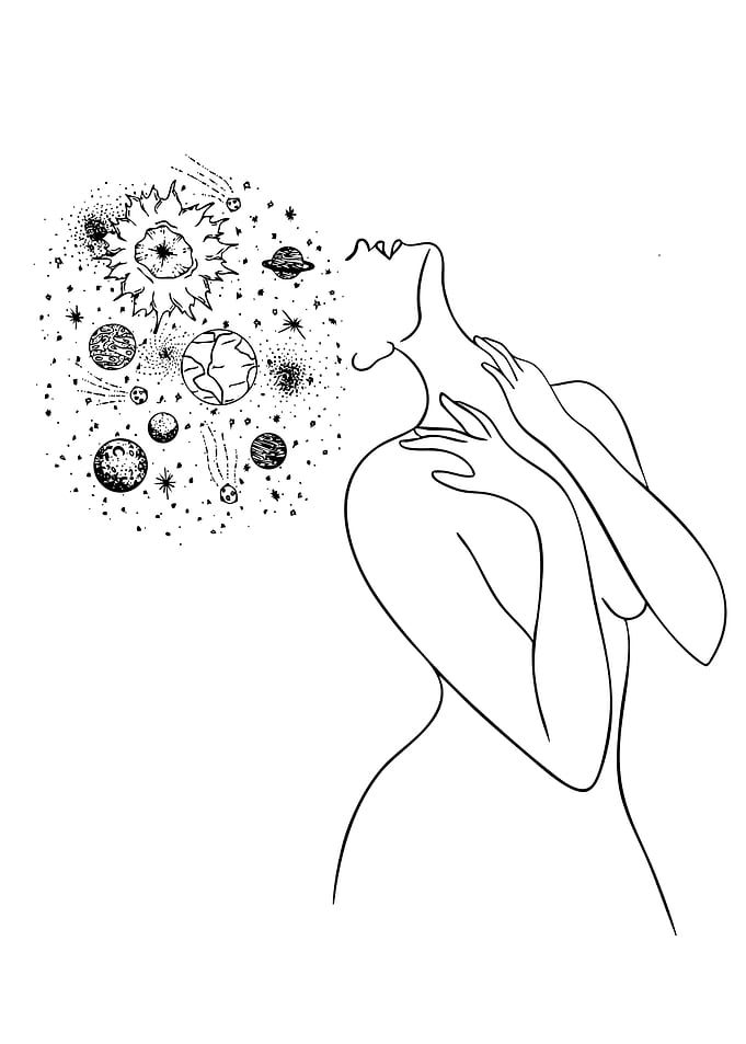 Minimalist Woman With Cosmic Mind
