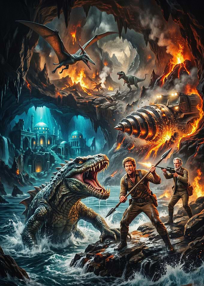 Dinosaur Adventure Cave Fantasy Art