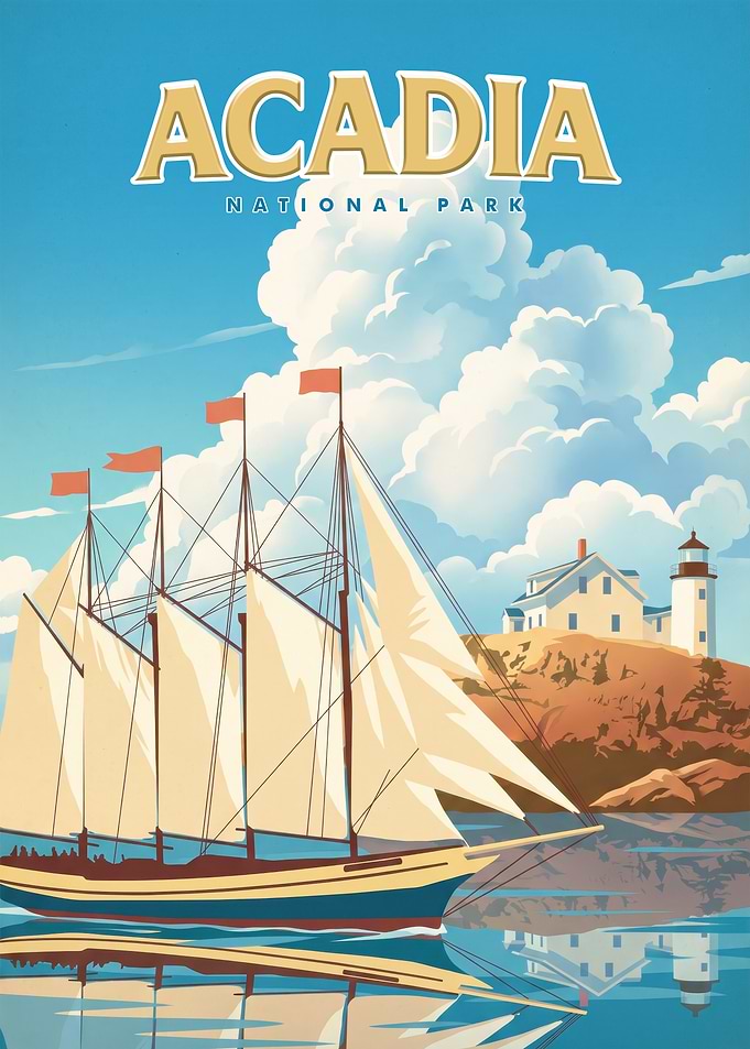 Acadia National Park Vintage Travel Poster