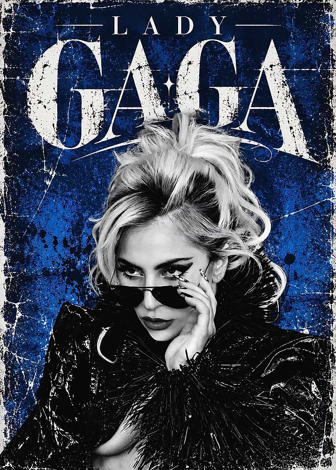 Lady Gaga Blue Grunge Poster