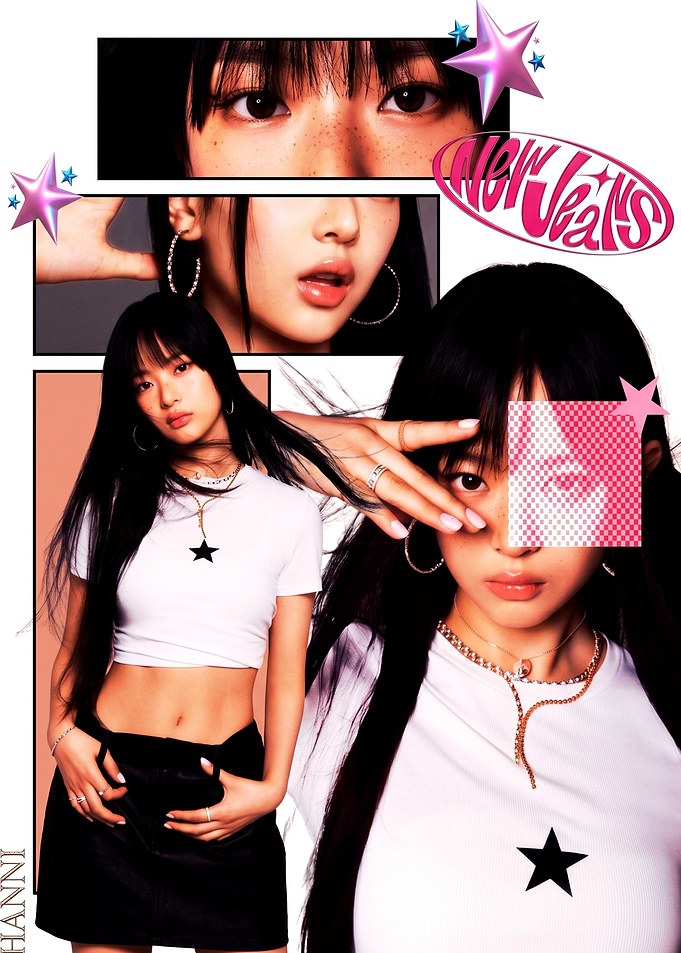 NewJeans Hanni Y2K Style Collage Poster