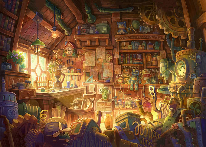 Cozy Steampunk Inventor Workshop