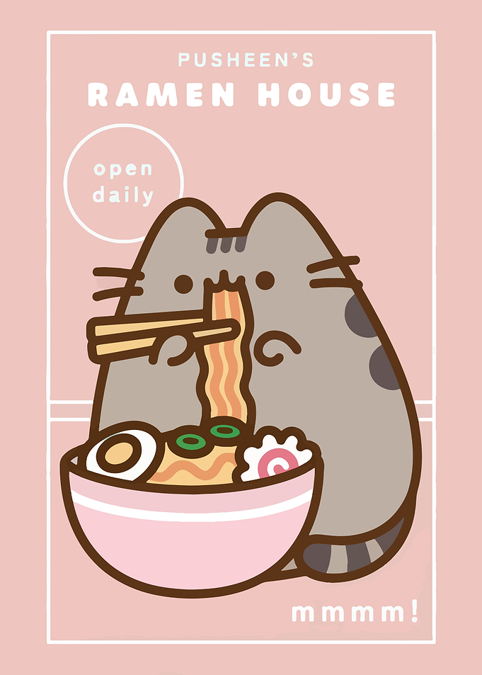 Pusheen Eating Ramen Poster