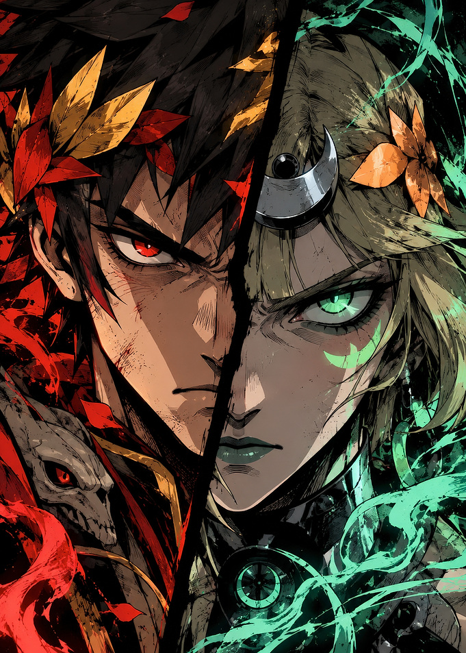 Zagreus and Melinoe Split Portrait