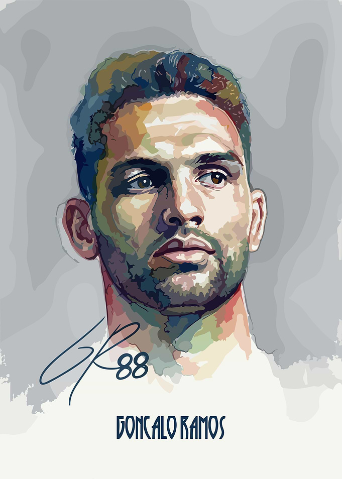 Gonçalo Ramos Digital Portrait Art