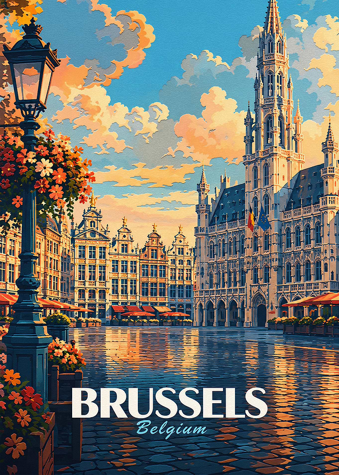 Vintage Travel Poster of Brussels