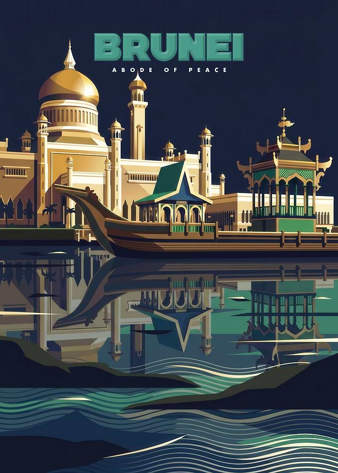 Brunei Abode of Peace Travel Poster