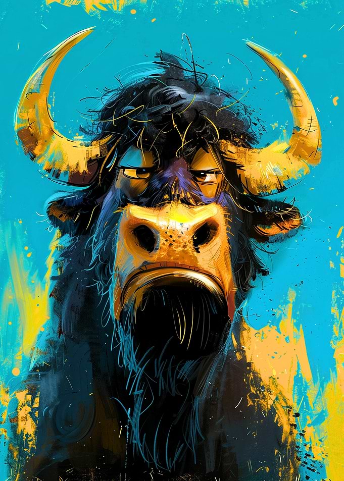 Stylized Portrait of a Bull