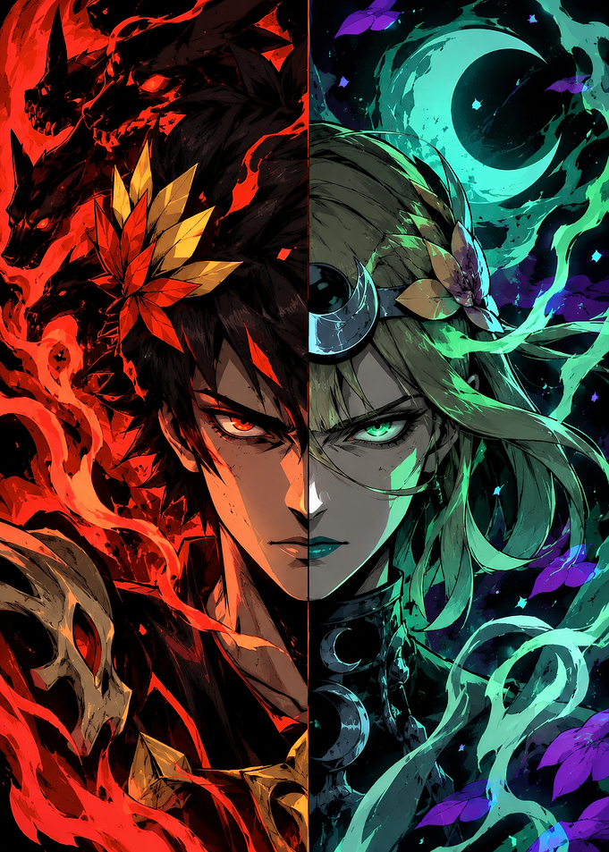Hades and Selene Duality Portrait
