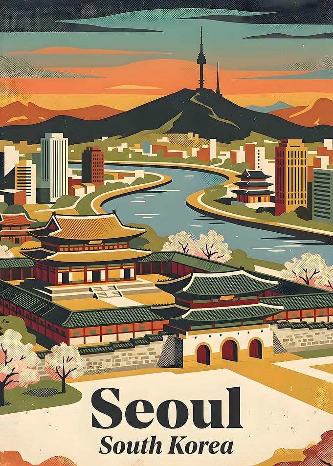 Vintage Travel Poster of Seoul