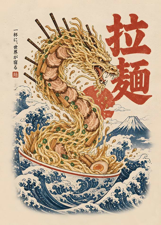 Ukiyo-e Ramen Dragon Bowl