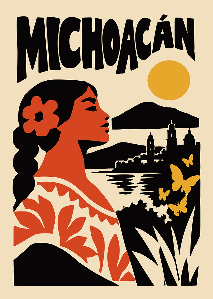 Michoacán Mexico Travel Poster Art