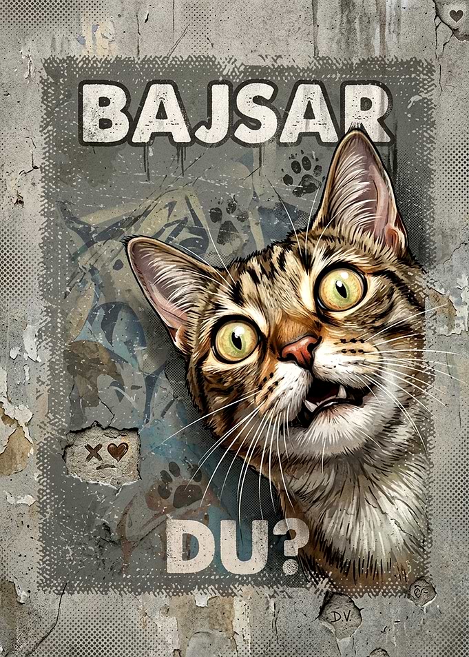 Bajsar Du Cat Street Art Poster