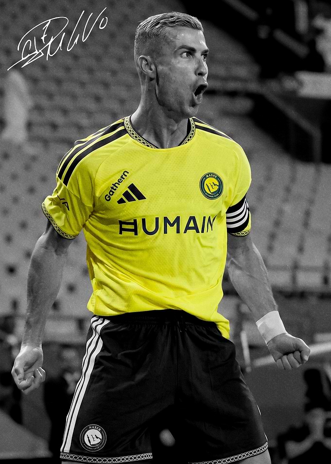 Cristiano Ronaldo Celebrating in Yellow Jersey
