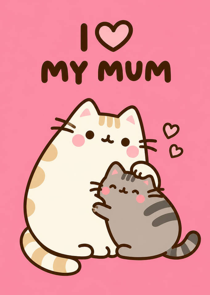 Pusheen Cat Mother and Kitten Hug