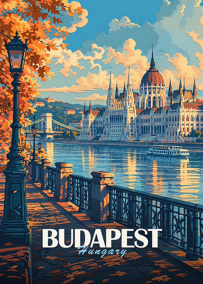 Budapest Hungary Travel Poster