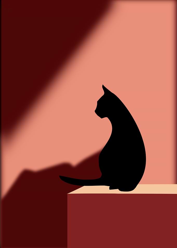 Minimalist Silhouette of a Sitting Cat