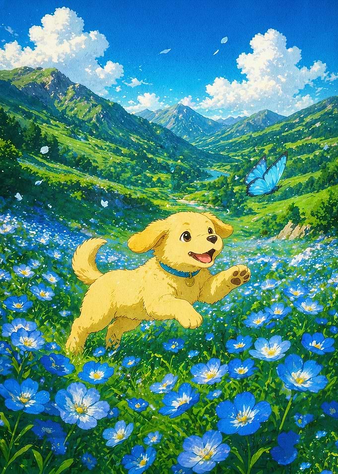 Puppy Meadow Adventure Anime Poster