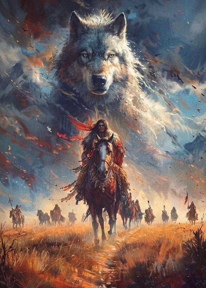 Native Wolf Spirit Epic Art Poster