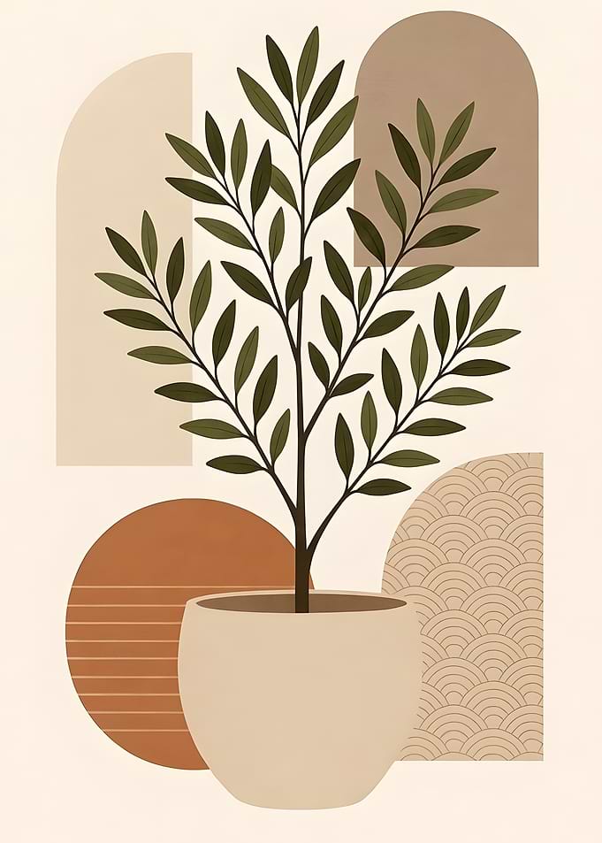 Minimalist Potted Plant Abstract Art