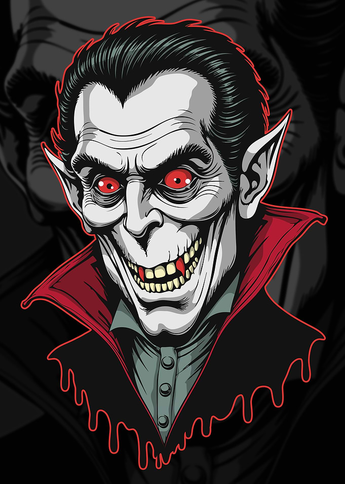 Sinister Vampire Portrait Illustration
